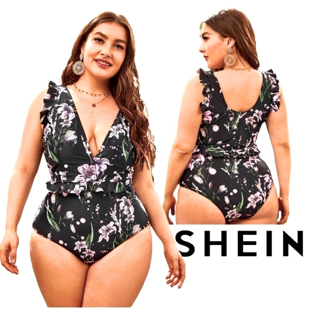 SHEIN Curve Floral Frill Trim One
Piece Swimsuit Size 4X (20)